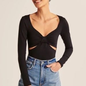 A&F Black Double Layered Seamless CutOut Body Suit